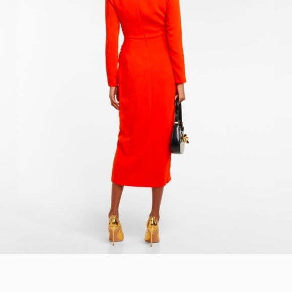 Self-Portrait Red Crepe Midi Dress - Picture 2 of 6